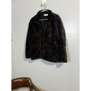 JONES NEW YORK SPORT PURPLE Floral PRINT JACKET Quilted Cottage M *No Zipper*